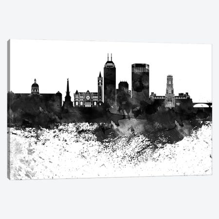 Indianapolis Black & White Drops Skyline Canvas Print #WDA1168} by WallDecorAddict Canvas Art Print