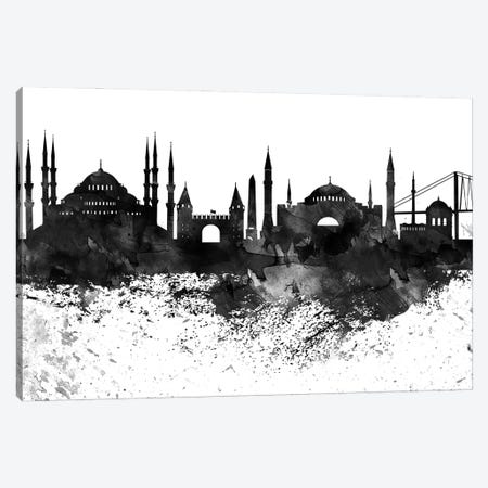 Istanbul Black & White Drops Skyline Canvas Print #WDA1169} by WallDecorAddict Canvas Art Print