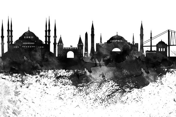 Turkey: Istanbul Black & White Drops Skyline by WallDecorAddict