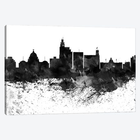 Jackson Mi Black & White Drops Skyline Canvas Print #WDA1170} by WallDecorAddict Canvas Art