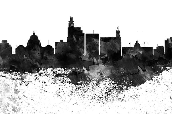 Mississippi: Jackson Mi Black & White Drops Skyline by WallDecorAddict