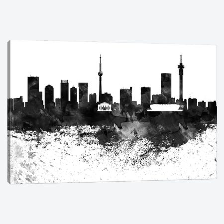 Johannesburg Black & White Drops Skyline Canvas Print #WDA1172} by WallDecorAddict Canvas Wall Art