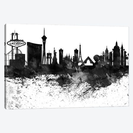 Las Vegas Black & White Drops Skyline Canvas Print #WDA1175} by WallDecorAddict Art Print
