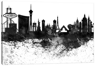 Las Vegas Black & White Drops Skyline Canvas Art Print - Las Vegas Skylines