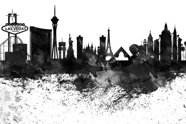 Nevada: Las Vegas Black & White Drops Skyline by WallDecorAddict