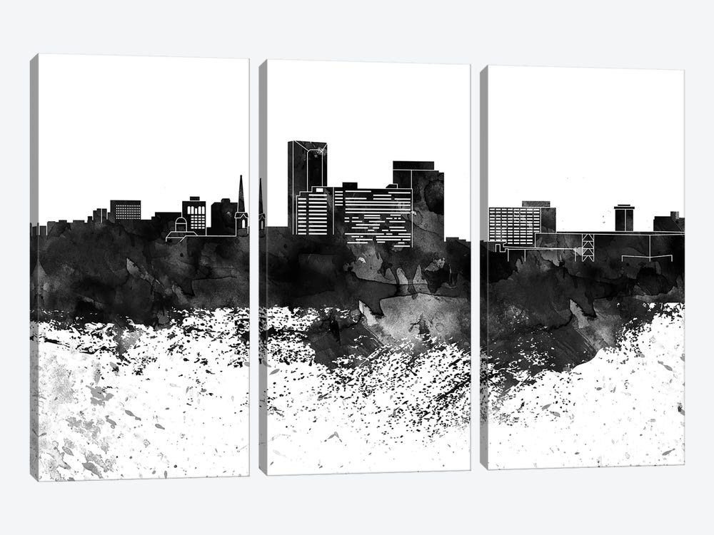 Lexington Black & White Drops Skyline by WallDecorAddict 3-piece Canvas Artwork