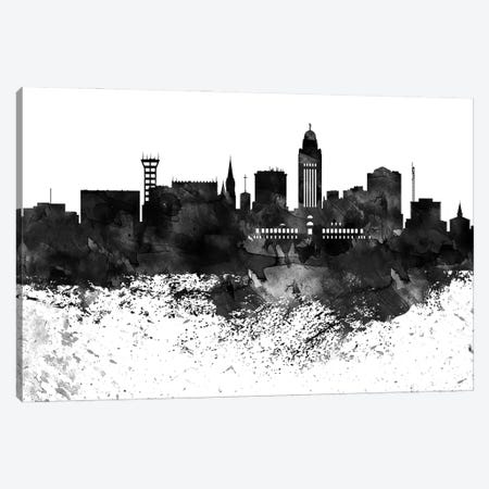 Lincoln Black & White Drops Skyline Canvas Print #WDA1177} by WallDecorAddict Canvas Print