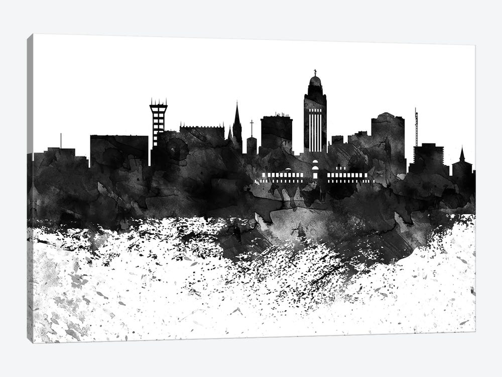 Lincoln Black & White Drops Skyline by WallDecorAddict 1-piece Art Print
