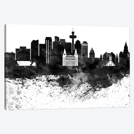 Liverpool Black & White Drops Skyline Canvas Print #WDA1180} by WallDecorAddict Canvas Print