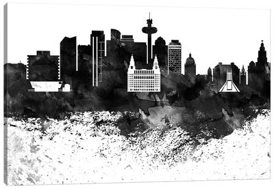 Liverpool Black & White Drops Skyline Canvas Art Print - Liverpool Art