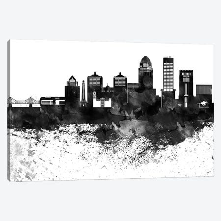 Louisville Black & White Drops Skyline Canvas Print #WDA1183} by WallDecorAddict Canvas Art Print