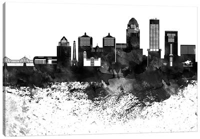 Louisville Black & White Drops Skyline Canvas Art Print
