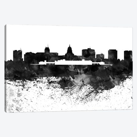 Madison Black & White Drops Skyline Canvas Print #WDA1185} by WallDecorAddict Canvas Wall Art