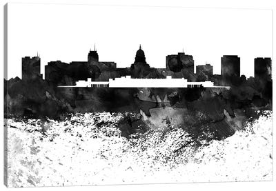 Madison Black & White Drops Skyline Canvas Art Print - Madison Art