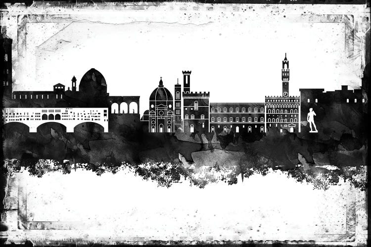 Florence Black And White Framed Skylines