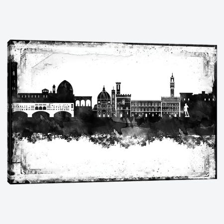 Florence Black And White Framed Skylines Canvas Print #WDA118} by WallDecorAddict Canvas Print