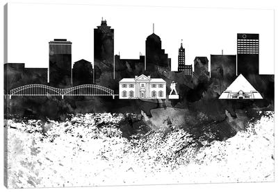 Memphis Black & White Drops Skyline Canvas Art Print - Tennessee Art