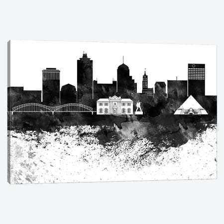 Memphis Black & White Drops Skyline Canvas Print #WDA1190} by WallDecorAddict Canvas Wall Art