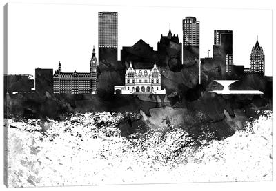 Milwaukee Black & White Drops Skyline Canvas Art Print - Milwaukee Art
