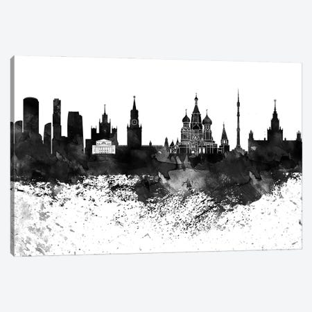 Moscow Black & White Drops Skyline Canvas Print #WDA1197} by WallDecorAddict Art Print
