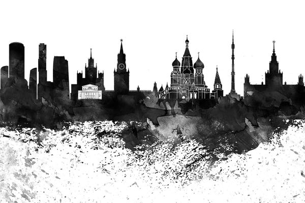 Moscow: Moscow Black & White Drops Skyline by WallDecorAddict