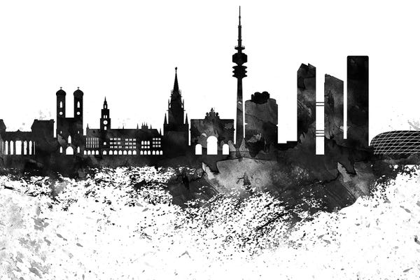 Bavaria: Munich Black & White Drops Skyline by WallDecorAddict