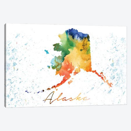 Alaska State Colorful Canvas Print #WDA11} by WallDecorAddict Canvas Wall Art