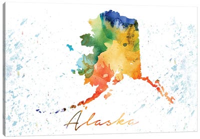 Alaska State Colorful Canvas Art Print - State Maps