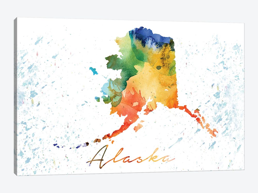 Alaska State Colorful by WallDecorAddict 1-piece Canvas Art Print
