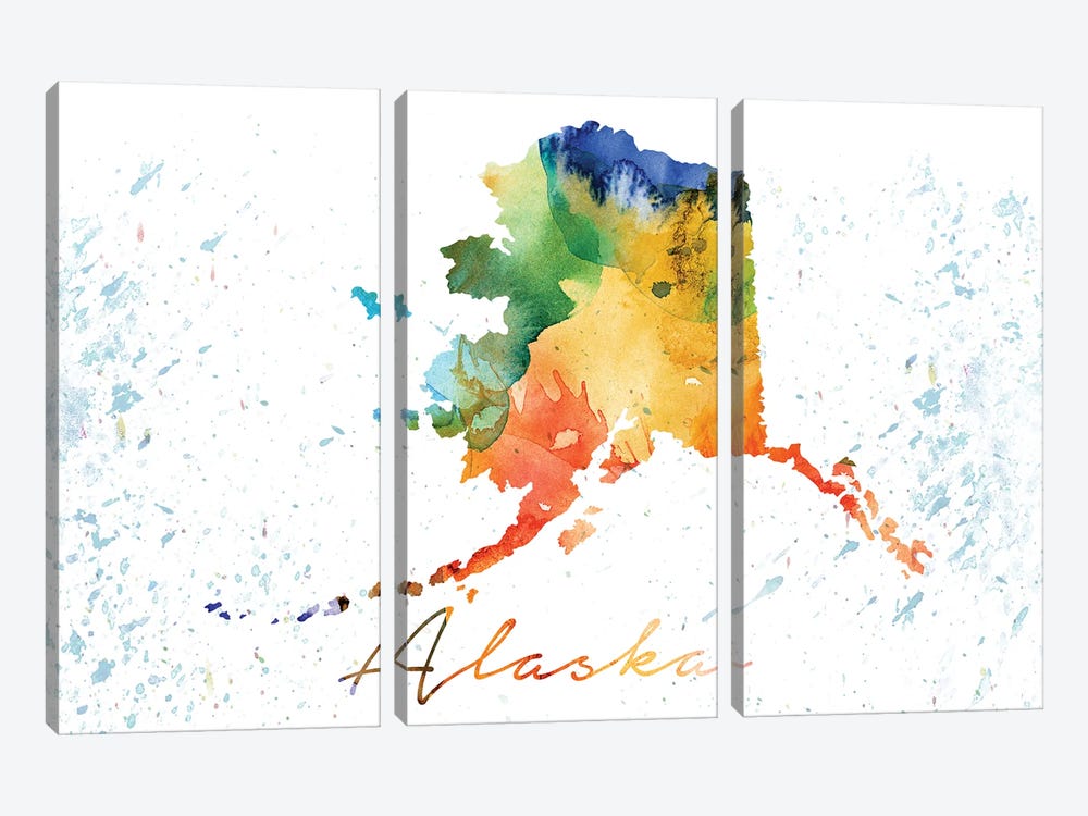 Alaska State Colorful by WallDecorAddict 3-piece Art Print