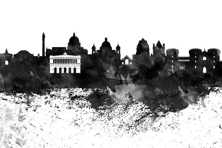 Naples Black & White Drops Skyline by WallDecorAddict wall art