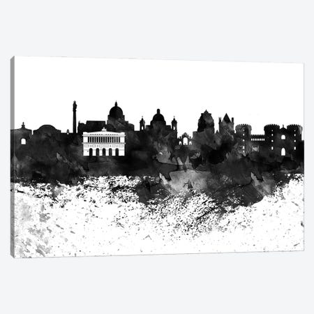 Naples Black & White Drops Skyline Canvas Print #WDA1200} by WallDecorAddict Canvas Artwork