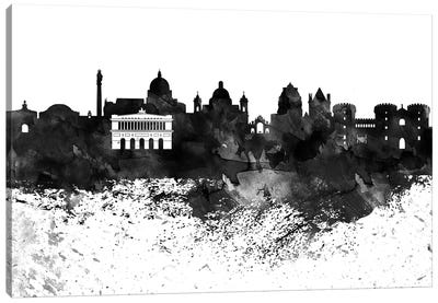 Naples Black & White Drops Skyline Canvas Art Print - Naples