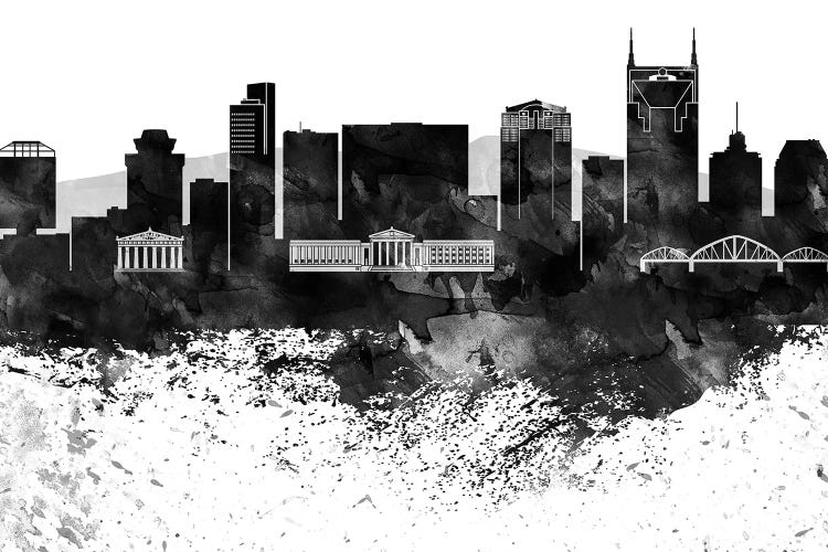 Nashville Black & White Drops Skyline