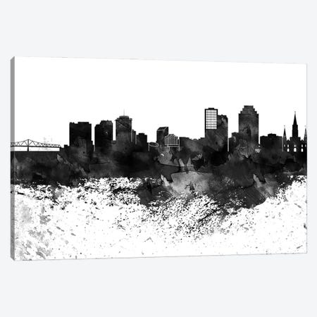 New Orleans Black & White Drops Skyline Canvas Print #WDA1202} by WallDecorAddict Canvas Wall Art