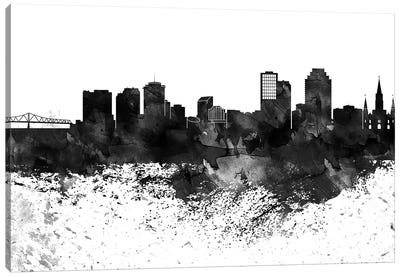 New Orleans Black & White Drops Skyline Canvas Art Print - New Orleans Art