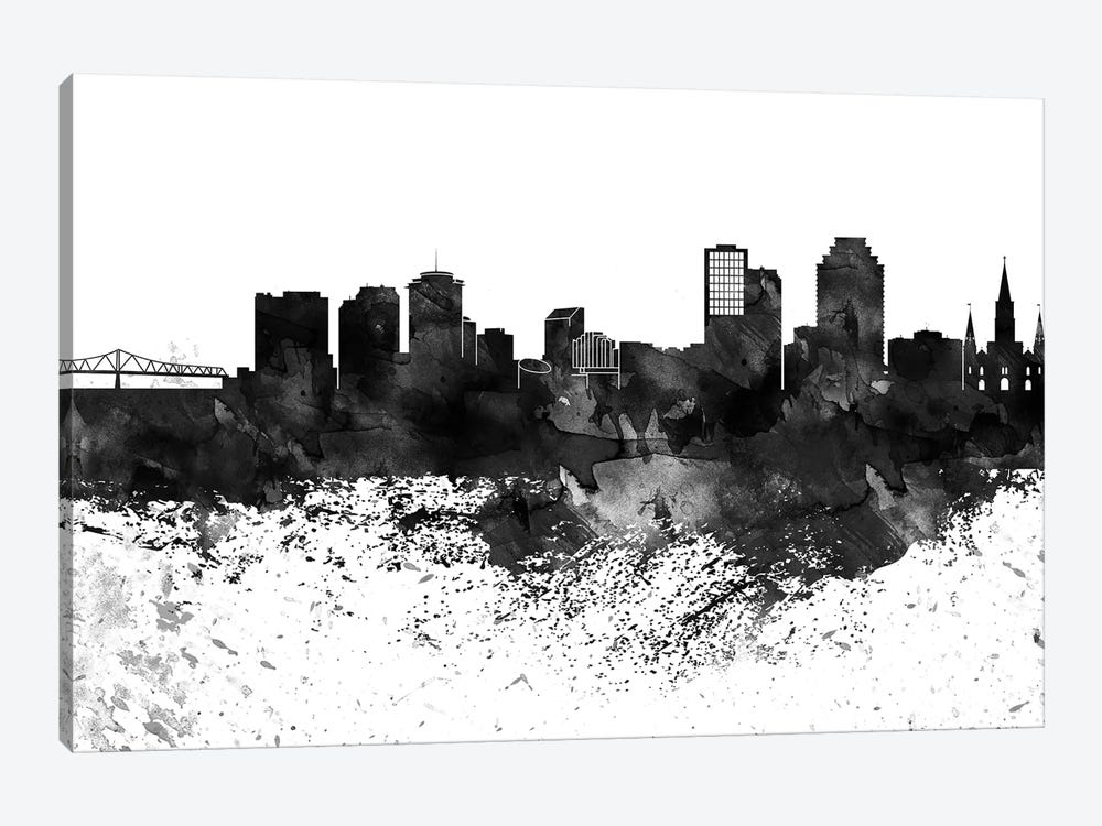 New Orleans Black & White Drops Skyline by WallDecorAddict 1-piece Art Print