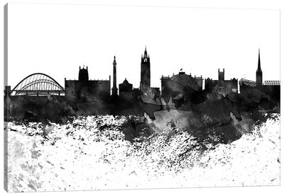 Newcastle Black & White Drops Skyline Canvas Art Print
