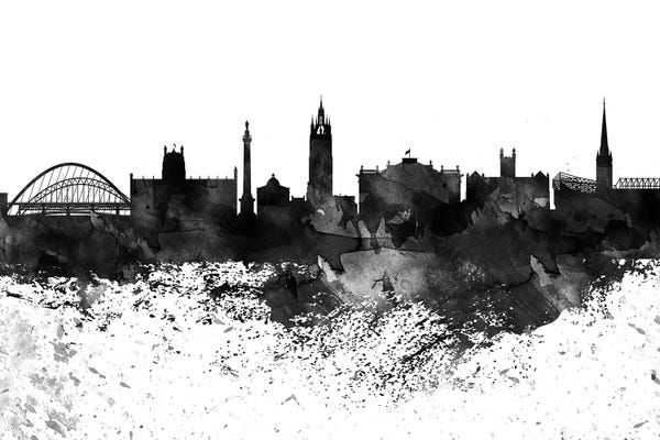 Newcastle: Newcastle Black & White Drops Skyline by WallDecorAddict