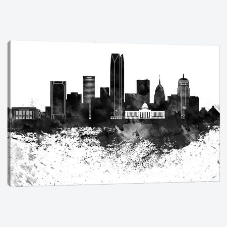 Oklahoma Black & White Drops Skyline Canvas Print #WDA1205} by WallDecorAddict Canvas Art Print