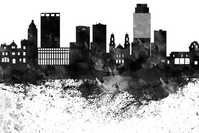 Omaha Black & White Drops Skyline by WallDecorAddict art print