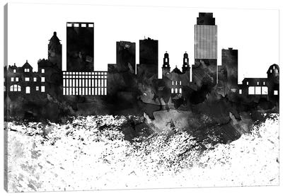 Omaha Black & White Drops Skyline Canvas Art Print - Omaha