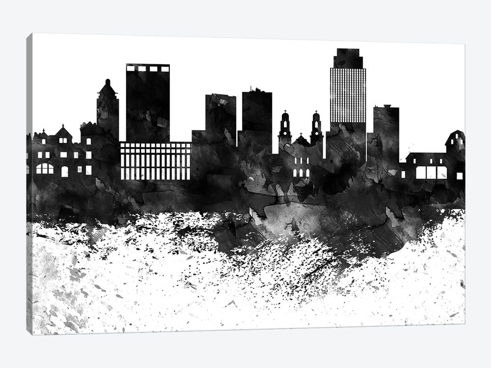 Omaha Black & White Drops Skyline by WallDecorAddict 1-piece Canvas Print