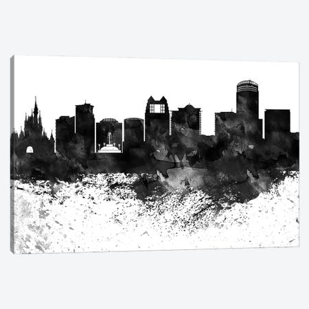 Orlando Black & White Drops Skyline Canvas Print #WDA1208} by WallDecorAddict Canvas Art