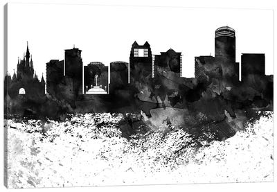 Orlando Black & White Drops Skyline Canvas Art Print - Orlando Art