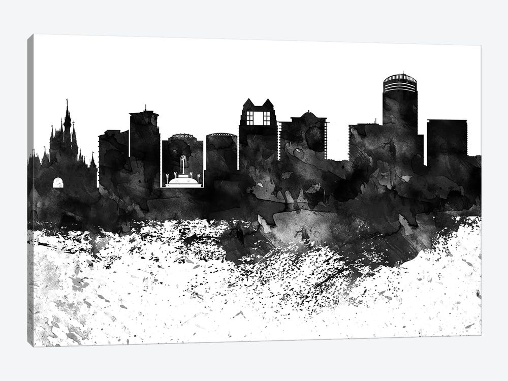 Orlando Black & White Drops Skyline by WallDecorAddict 1-piece Art Print