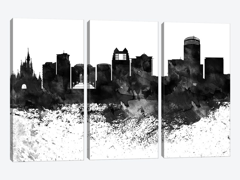 Orlando Black & White Drops Skyline 3-piece Art Print