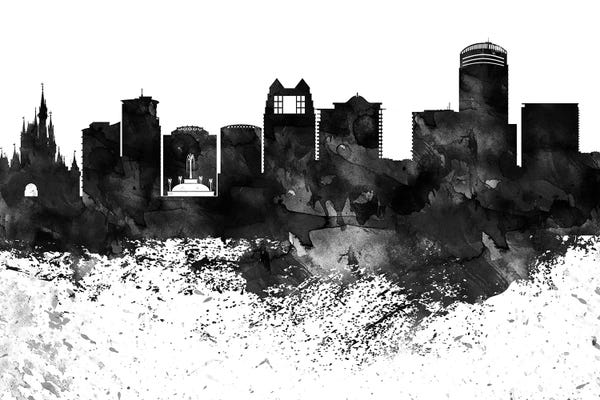 Orlando: Orlando Black & White Drops Skyline by WallDecorAddict