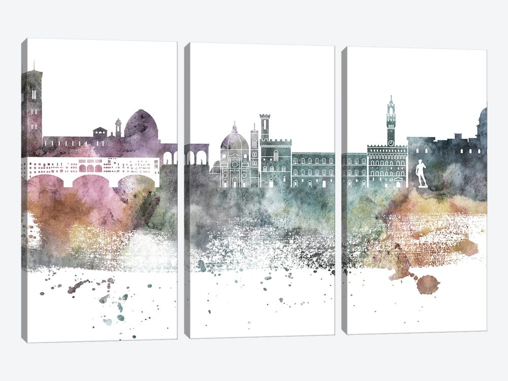 Florence Pastel Skylines by WallDecorAddict 3-piece Canvas Art