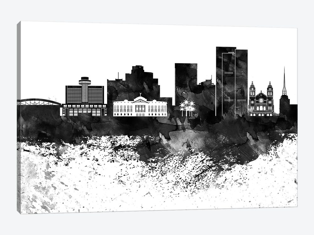 Phoenix Skyline Black & White Drops by WallDecorAddict 1-piece Canvas Print